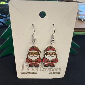 JV Creations Santa Earrings - Festive Red and Gold